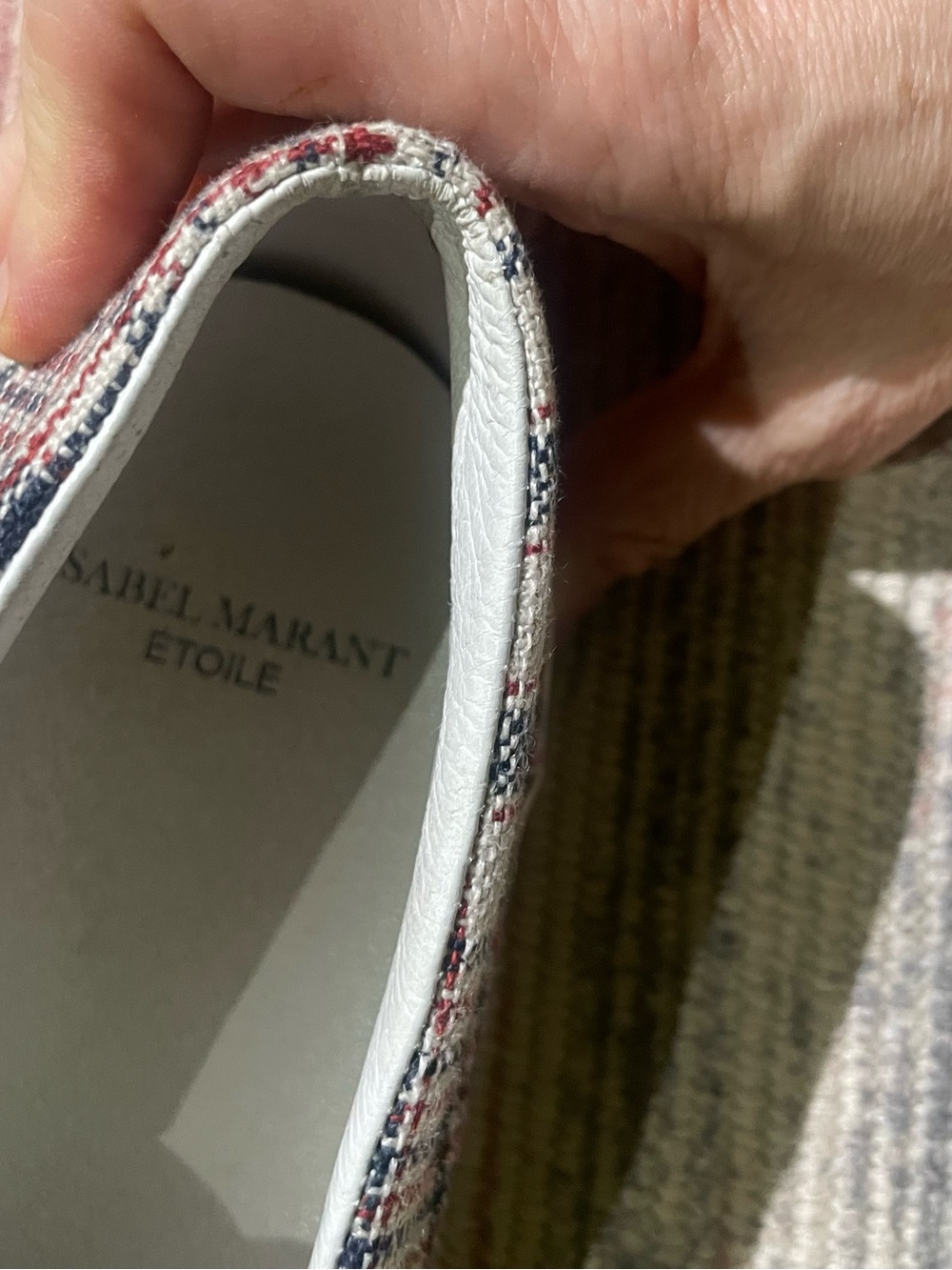 Authentic Isabel Marant Toile Plaid Canvas Slip-On Boat Sneakers Shoes 7.5 View 6